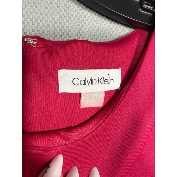 NEW- NWT Calvin Klein Fuchsia Fit & Flare Midi Dress Size 8 - Picture 8 of 9